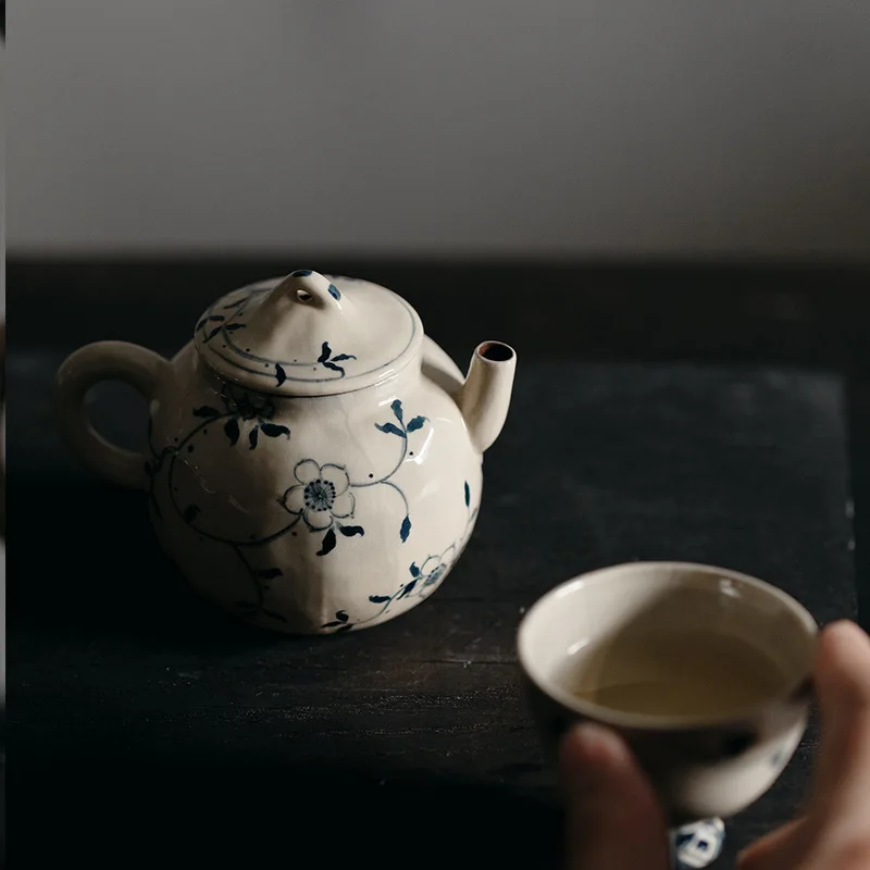 Fanyu Jingdezhen Sunflower Pattern Purely Hand-Painted Boyong Teapot Single Pot Ceramic Household Tea Art Handheld Teapot