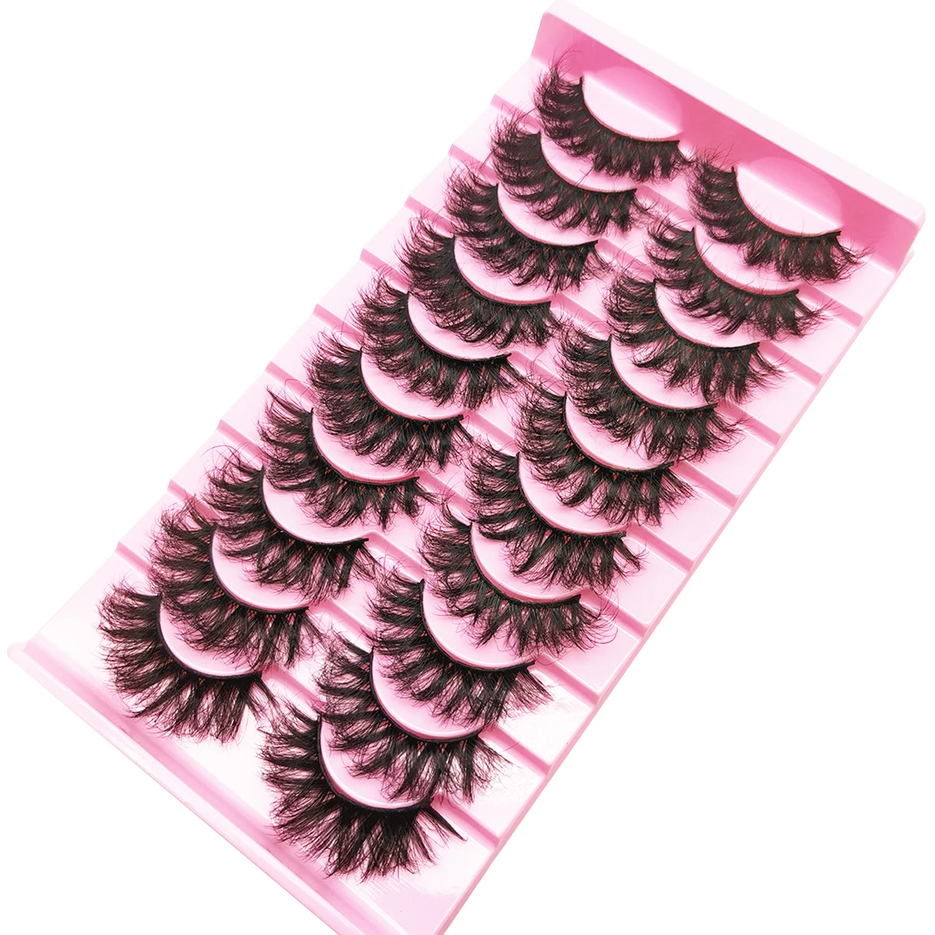 爆発的なボリューム感の黒まつげ10ペア、自然な形、8Dドラマティックまつげ、Dカールつけまつげ