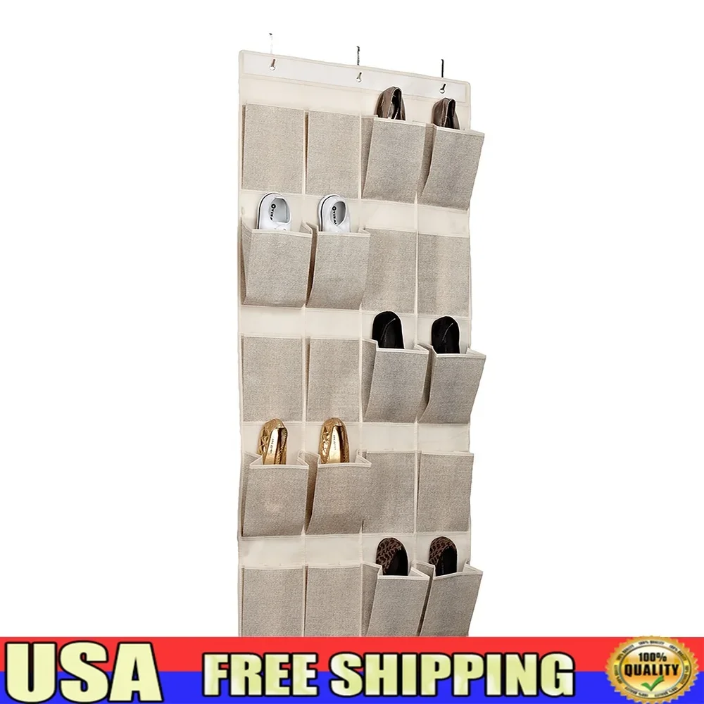

20 Pocket Shoe Organizer Nonwoven Fabric Hanging Storage Solution Closet Door Shoes Accessories Slim Design Foldable