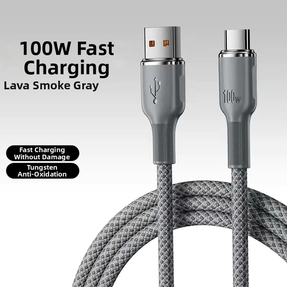 Braided USB A to USB C 100W Super Fast Charger Wire Dorm Late Night Multi Device Charge Station