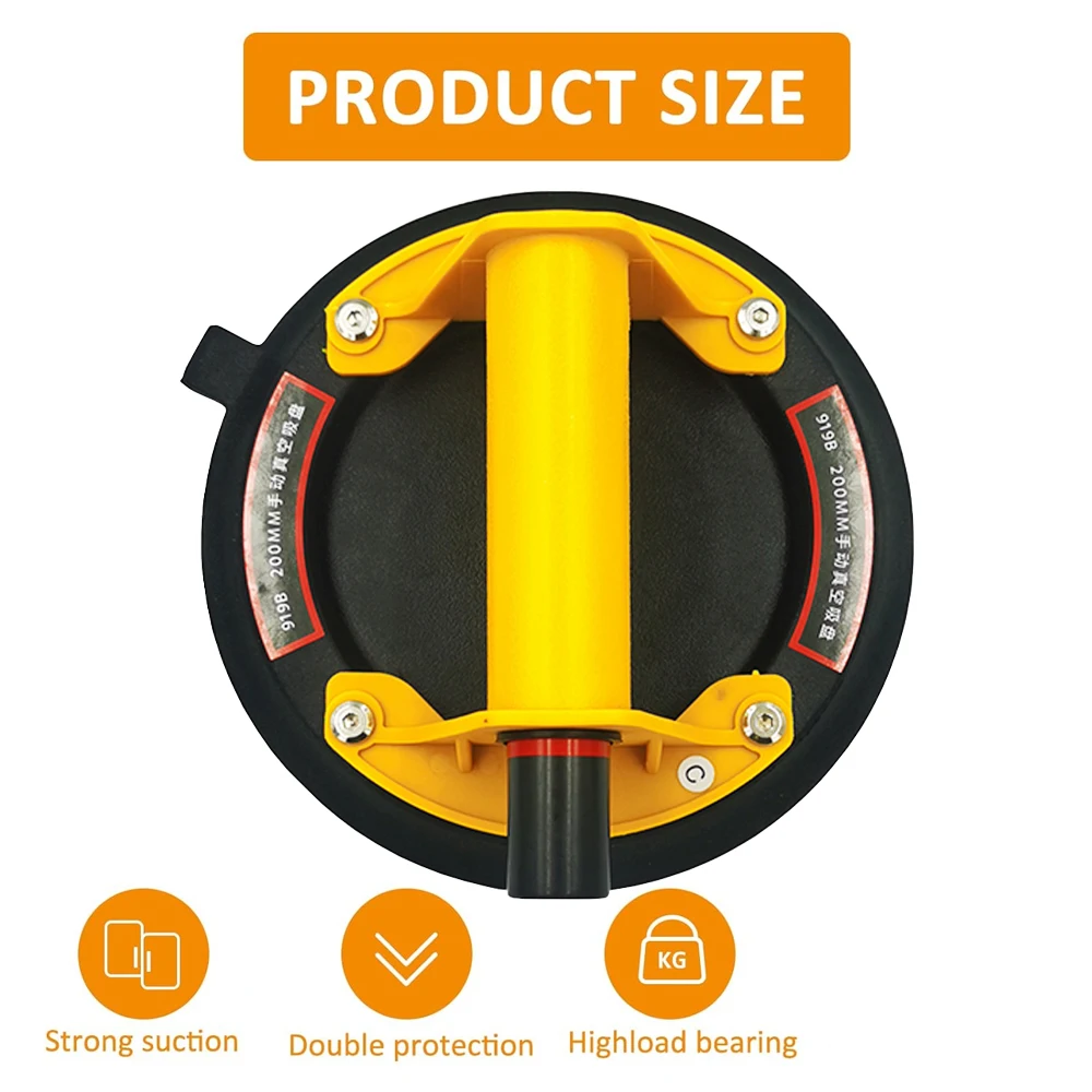 2024 Przyssawka próżniowa 200 kg Udźwig Wytrzymały rozpórka próżniowa do adsorpcji płytek Podnoszenie szkła granitowego 8-calowy kubek