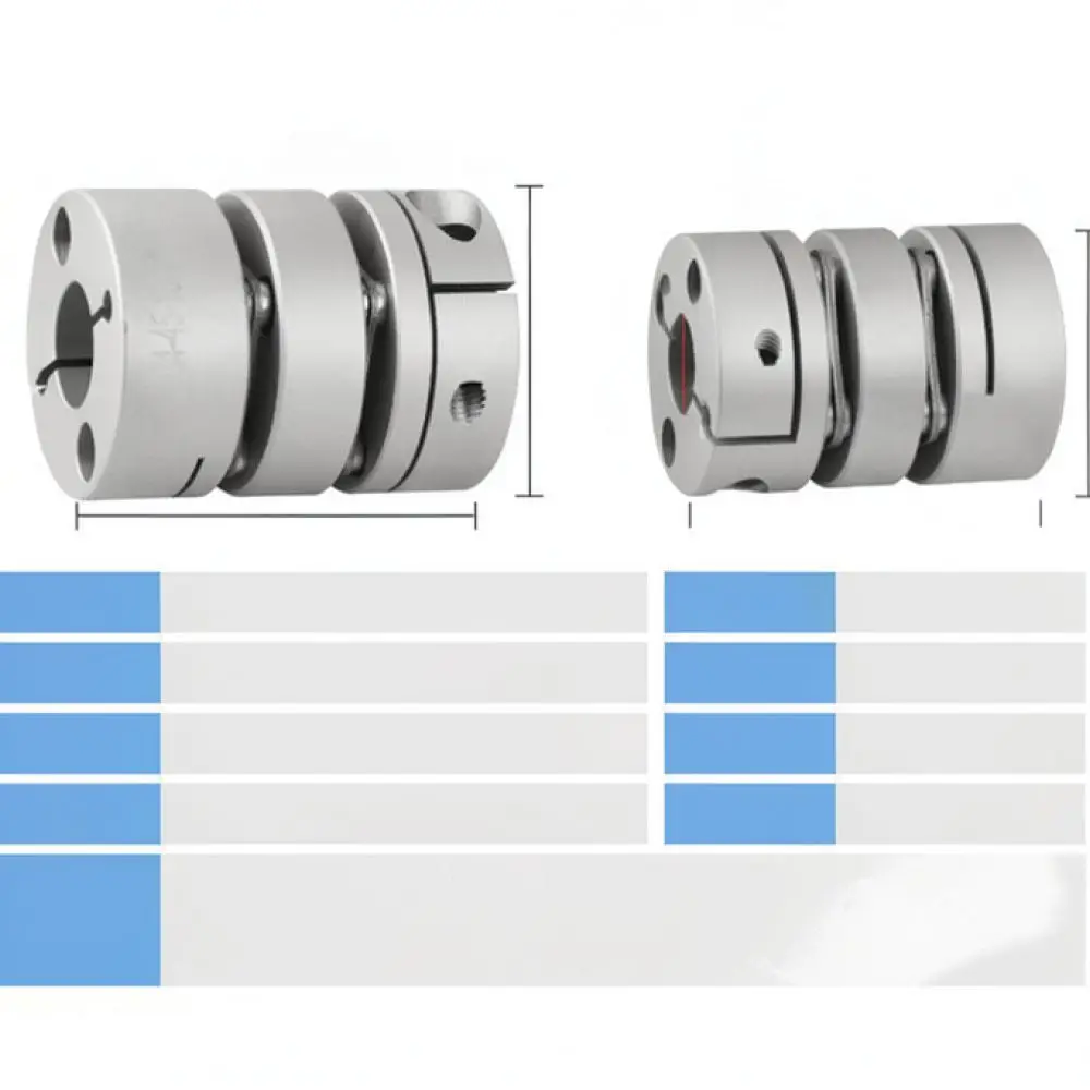 Aluminum Alloy Shaft Coupler Zero Backlash Double Diaphragm Connector For CNC Screw Module Motor Drive Assembly