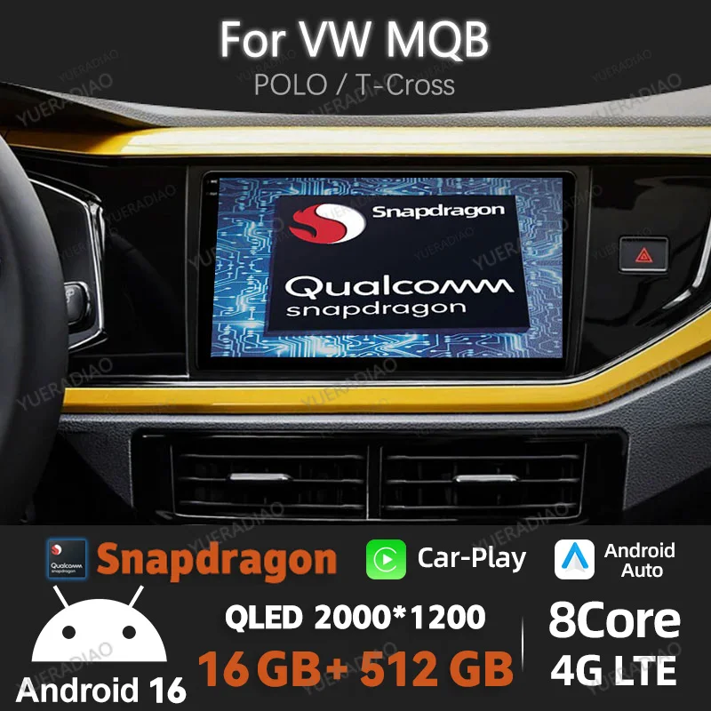 Radio para Auto Android 16 para VW Volkswagen MQB POLO VI Jetta MK7 T6 Bora, Reproductor Multimedia de Video, 4G WIFI, Unidad Principal 2DIN, GPS NAVI, DSP