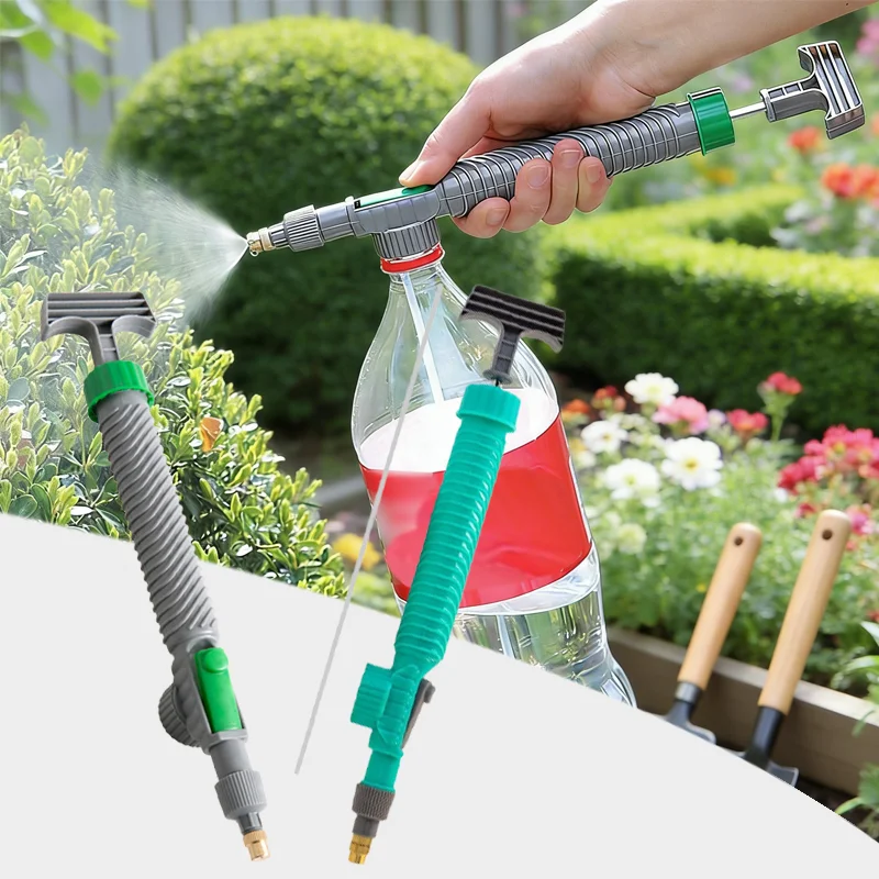 High Pressure Pump Sprayer Manual Drink Bottle Spray Head with Adjustable Nozzle for Gardening Watering Cleaning Agriculture
