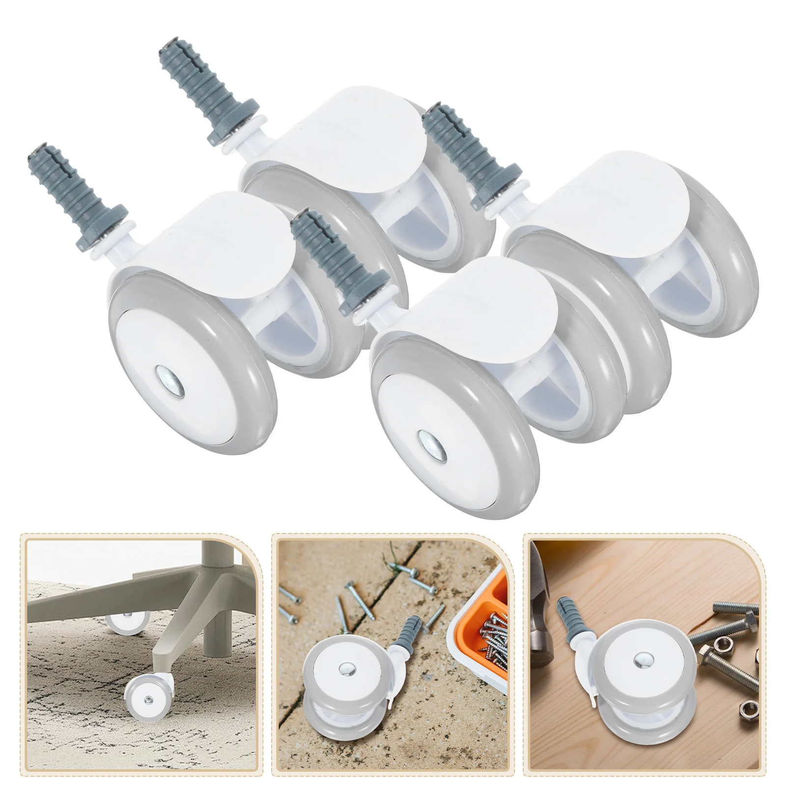

4Pcs Walker Silent Swivel Replacement Wheels Plastic Smooth Quiet Rolling Universal Walker Parts 10mm Screw