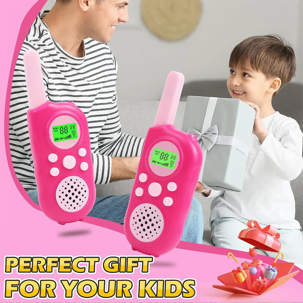 2PCS Kids Walkie Talkies Toy Long Range 2 Way Radio for 3-12 Ages LCD FlashLight Boys Girls Birthday Gifts for Camping Outdoor