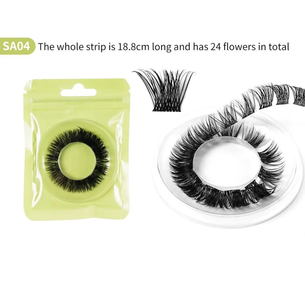 แบบพกพา Mink-เช่นผม Segmented Eye ขนตา Curling Eye ยาวปุยขนตาปลอมหนาแต่งหน้า 3D Eye Lashes Party