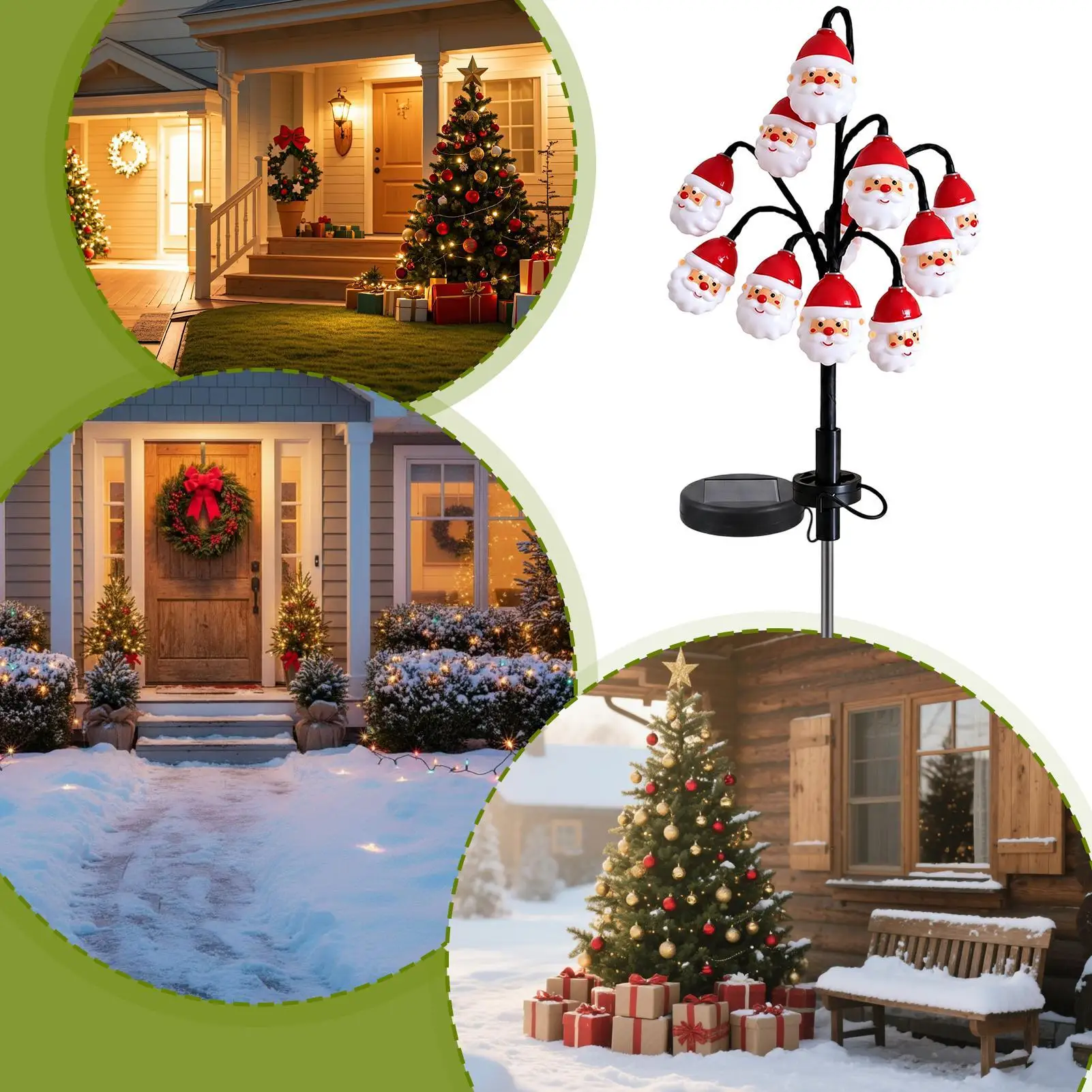 Santa Solar Garden Stake Light Santa Tree Stake Christmas Garden Light Waterproof Seasonal Walkway Lighting For Yard Porch