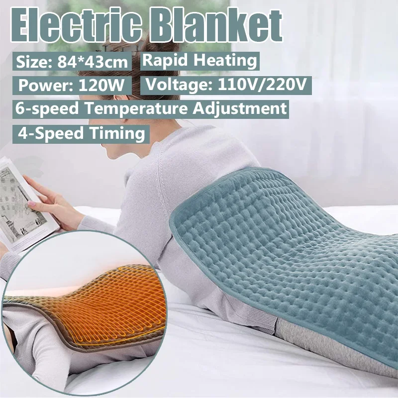 75W Electric Blanket Timing 6-speed Soft Fabric Heated Pad Shawl Cover Leg Warming Winter Heating Pad For Back Pain EU/US/AU