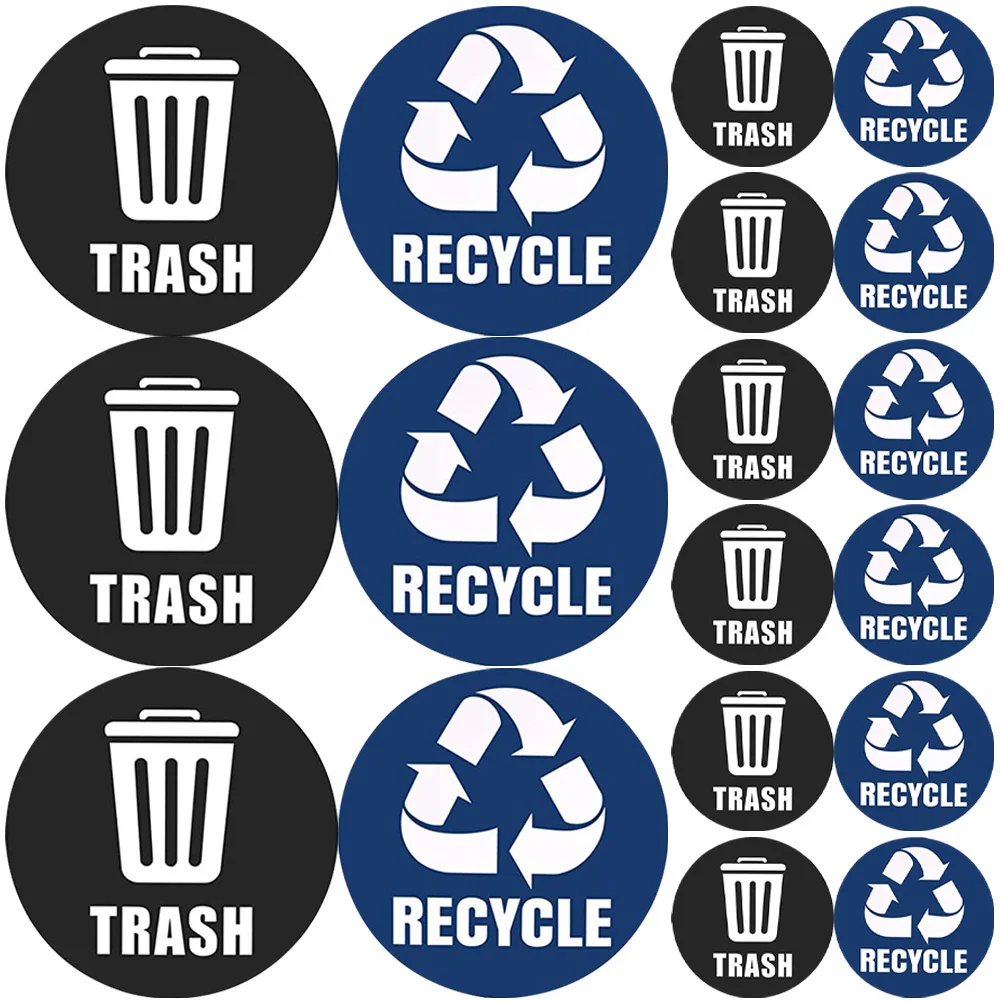 1 Set Pvc Trash Recycling Sticker Waterproof Self-Adhesive Garbage Classification Label For Waste Bin Stainless Steel Can Glass