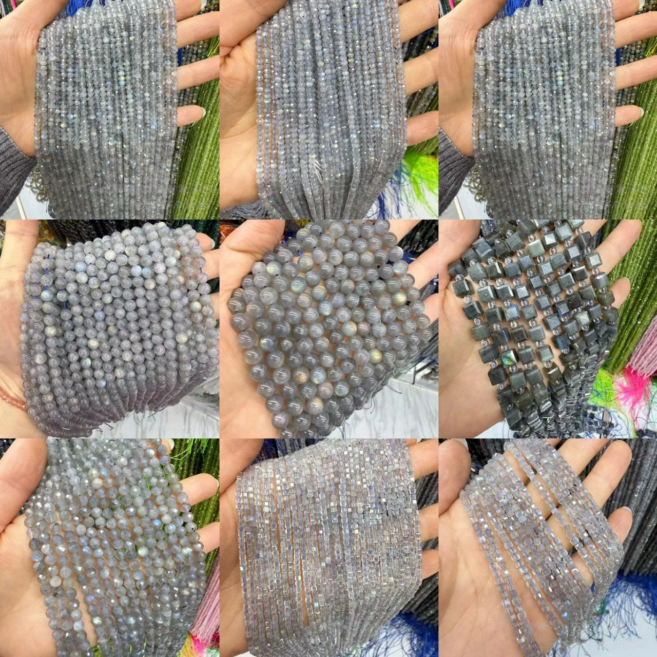 Natural Labradorite Facted Round Rondelle Cube Shape Loose Beads Women Jewelry Making DIY Bracelet Necklace 38cm Wholesale