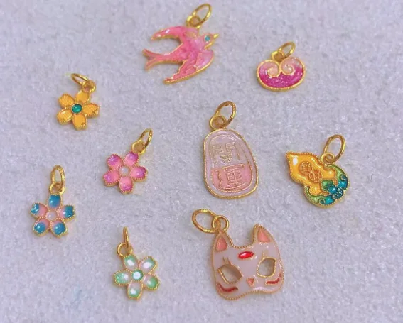 

18k karat gold jewelry accessories gold charms diy bracelet small pendants