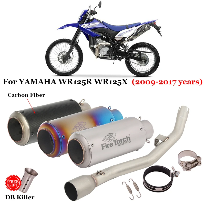 

Motorcycle Exhaust Escape Modify Middle Link Pipe Connecting 51mm Muffler DB Killer Slip On For YAMAHA WR125R WR125X 2009 - 2017