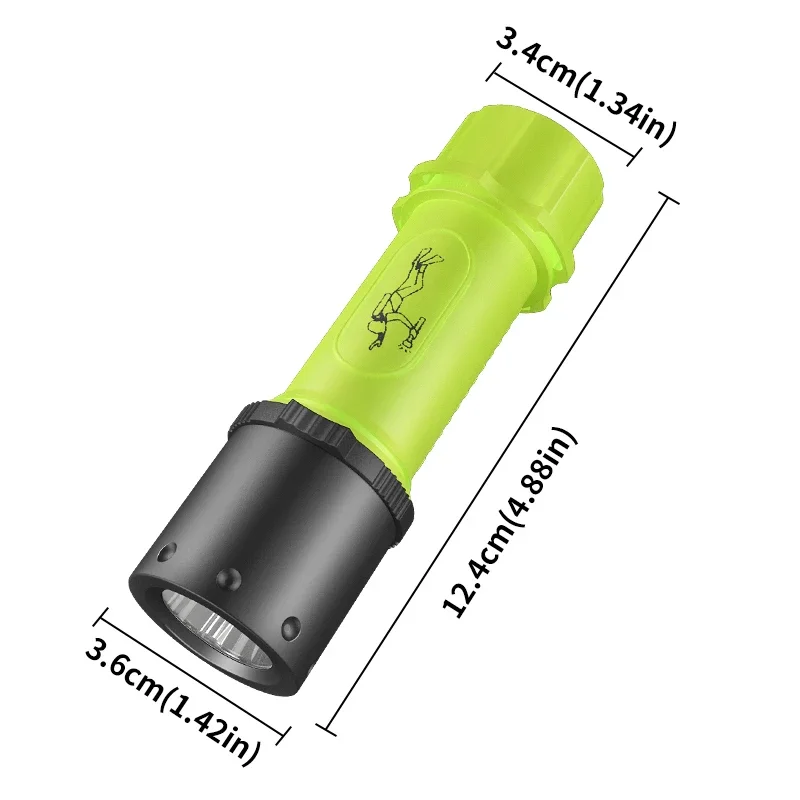 Diving flashlight for outdoor tidepooling, waterproof underwater work, LED waterproof night diving, salvage and spotlighting