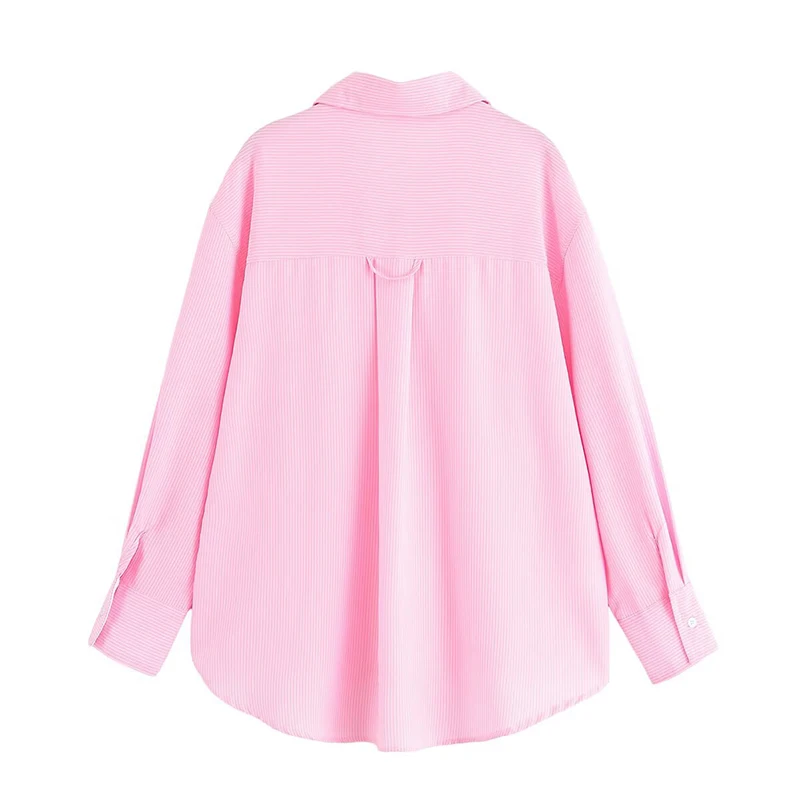 YENKYE 2025 Dames gestreept shirt Modieus en veelzijdig herfstblouse met lange mouwen, streetwear losse damesoverhemden