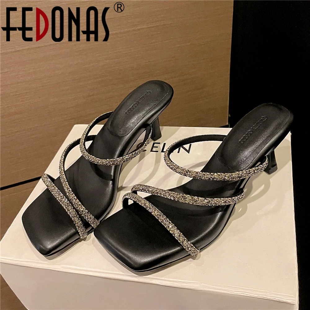 FEDONAS Fashion Sexy Women Sandals High Heels Quality Rhinestone Party Wedding Shoes Woman Sexy Prom Pumps 2024 Summer Shoes