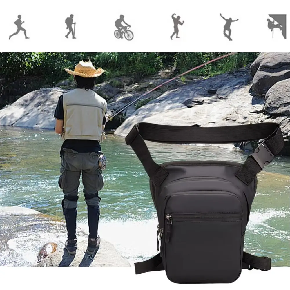 Large Capacity Cycling Drop Leg Bag Zipper PU Leather Multi-Function Fanny Pack Durable Adjustable Travel Chest Bag Cycling