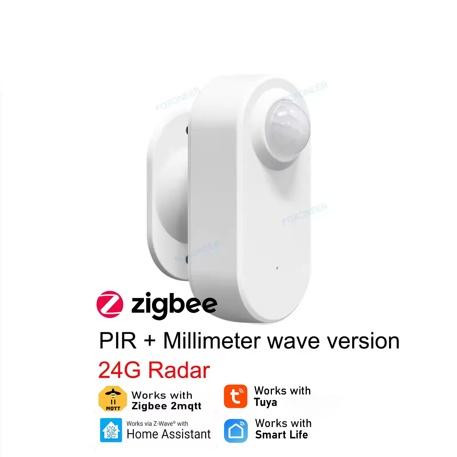 Tuya Anwesenheitssensor Smart Zigbee 24G mmWave-Radar + PIR, Helligkeitserkennung, Batteriebetrieb, unterstützt Zigbee2mqtt Home Assistant