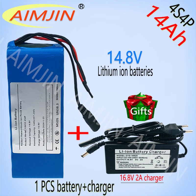 

14.8V 14Ah 18650 Lithium Battery Pack 4S4P 16.8V LED Night Fishing Light Heater Miner's Light Amplifier Battery BMS + Charger