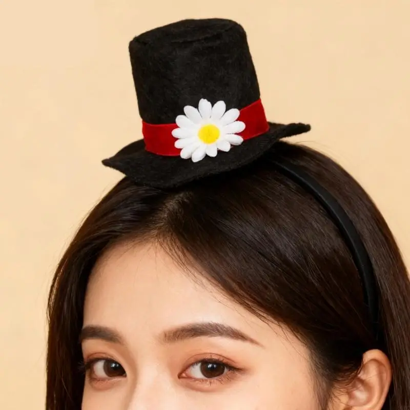39BC Elegant Magicians Hat Headbands for Dinner Outdoor Halloween Cosplay Wear