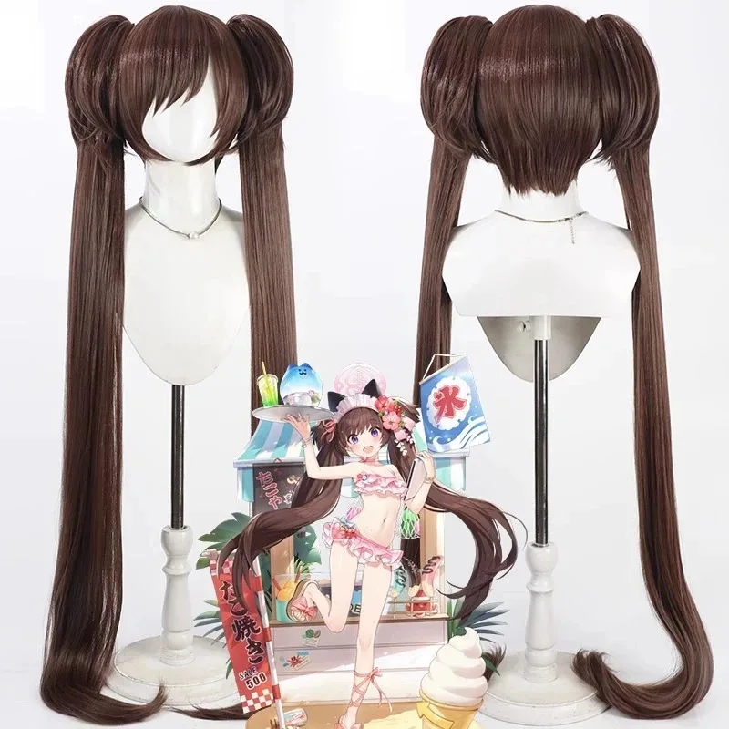 

NewBlue Archive Kawawawa Shizuko Косплей Парик 120 см Длинный Прямой Коричневый Хвост Термостойкие Синтетические Волосы2025c;5,v'8.d;