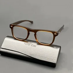 Retro glasses Brown rectangular acetate optical glasses frame prescription glasses for men and women Designer luxury brand glass