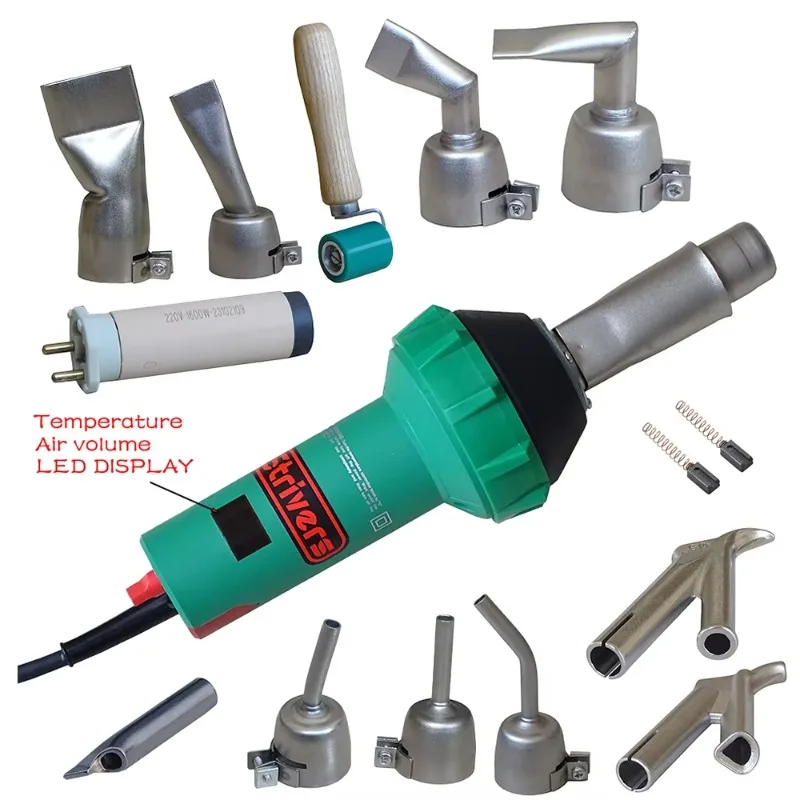 1600w Plastic Welder Hot Air Weld Gun With Roofing Seam Rollers Seam Tester Probe and Weld Nozzle Plastic Carrying Case