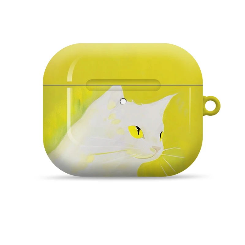 

Korean Ins Yellow Little White Cat Cartoon Graffiti Pendant Shockproof Protective Case Cover for AirPods 1 2 3 AirPods Pro Pro 2