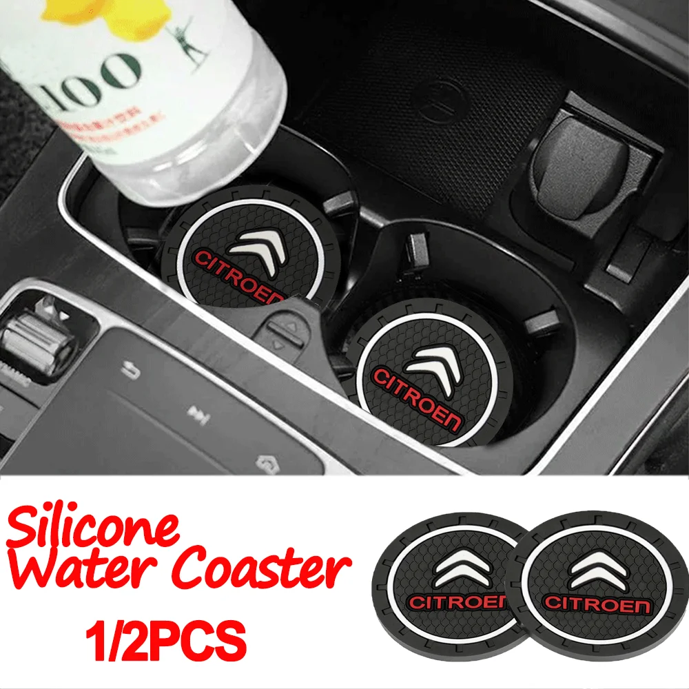 1/2 Stuks Zwart Silicagel Nieuwe Auto Waterbeker Slot Onderzetters Anti-Slip Voor Citroen C1 C3 C4 C4l C6 C5 Vts C-ELYSEE Auto Accessoires