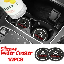 Cowijk Anti-dérapant Pour CITROEN C1 C3 C4 C4L C6 C5 VTS C-ELYSEE Auto Accessoires 1/2pcs Noir Gel De Silice Nouvelle Fente De Tasse D'eau De Voiture