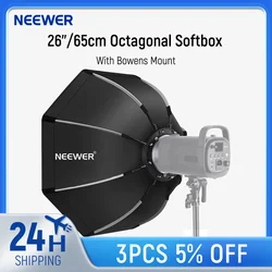 Neewer 65 cm Foldable Octagonal Softbox with Bowens Mount Speedring, Carrying Case for Speedlite Studio Flash