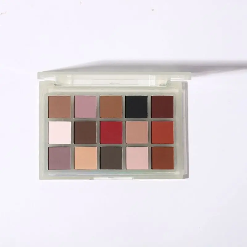 Ucanbe Palette di ombretti a 15 colori Dark Clay Full Matte Autunno Inverno Terroso Cacao Rosso Marrone Serie Trucco affumicato leggero quotidiano