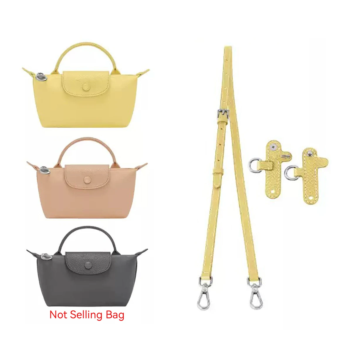 

Leather Replacement Crossbody Bag Strap Fit for Longchamp 2026 Lime Mini Shoulder Strap Without Punching Modification
