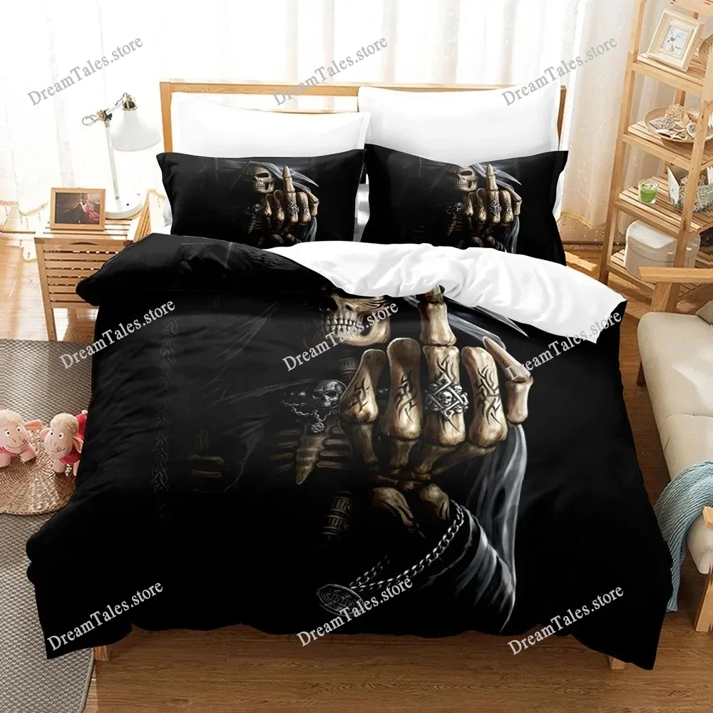 Halloween Bedding Comforter Set Skull 3D Digital Printed Comforter Set Ghost Bedding Set Kids Bedroom Decorations Luxury Gift