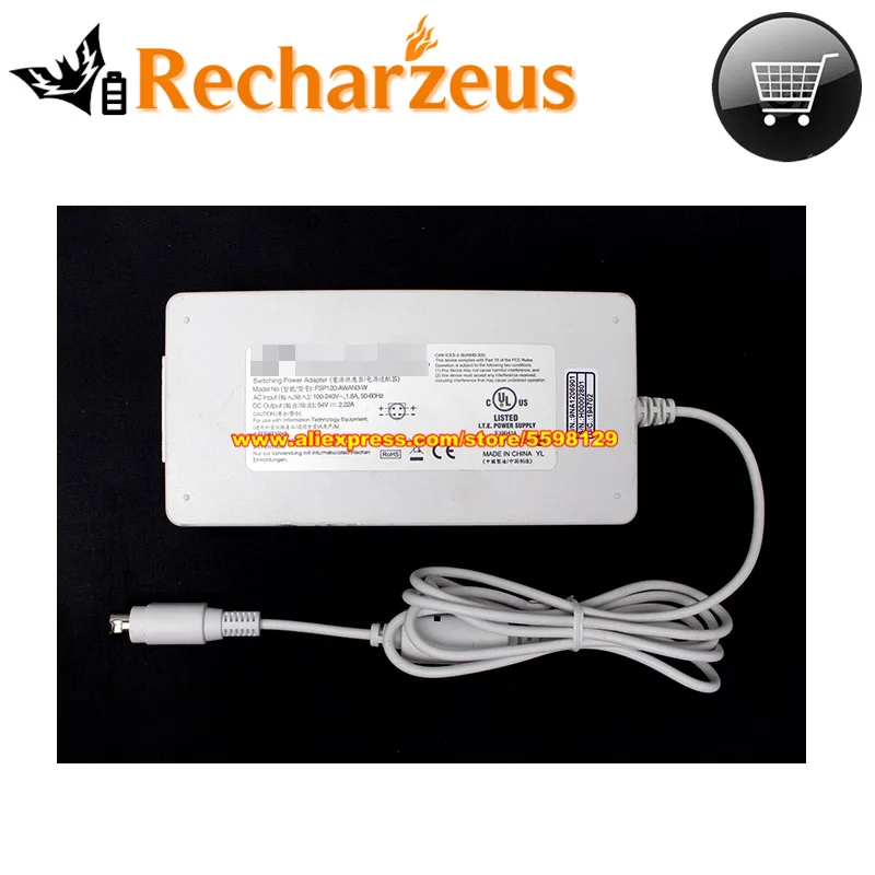 Genuine White 54V 2.22A 120W AC Adapter For FSP FSP120-AWAN3-W Power Supply Round With 4 Pins Laptop Charger