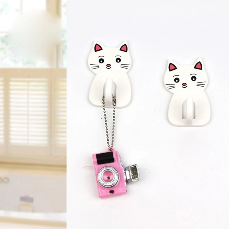 Kitchen Towel Holder Cartoon Cat Hooks Kitchen and Bedroom Door Hooks Dishcloth Rack Wall Door for Kitchen Towel Rack Hanger