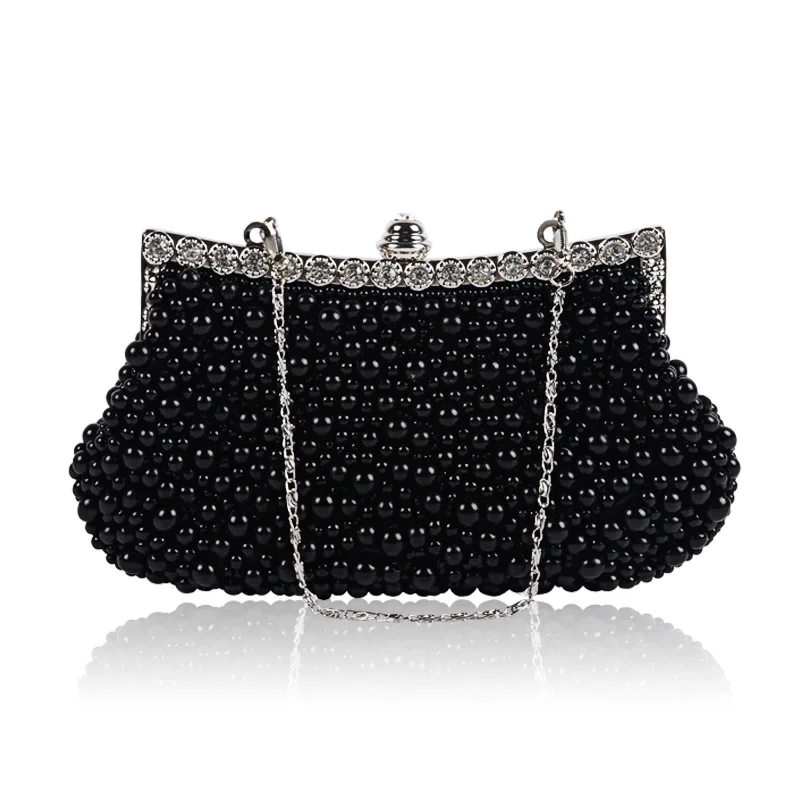 Luxury Crystal Evening Clutch Bag Lady Elegant Wedding Purse New Women Plastic Pearl Handbags Party Dinner Bling Shoulder Bags