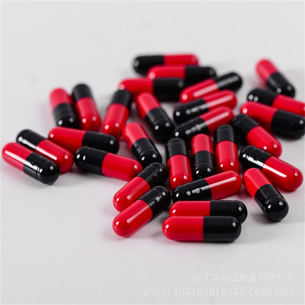 

1000PCS Red Black Size 00# Kosher Gel Medicine Pill Vitamins Empty Pill Capsule Empty Hard Gelatin Capsule