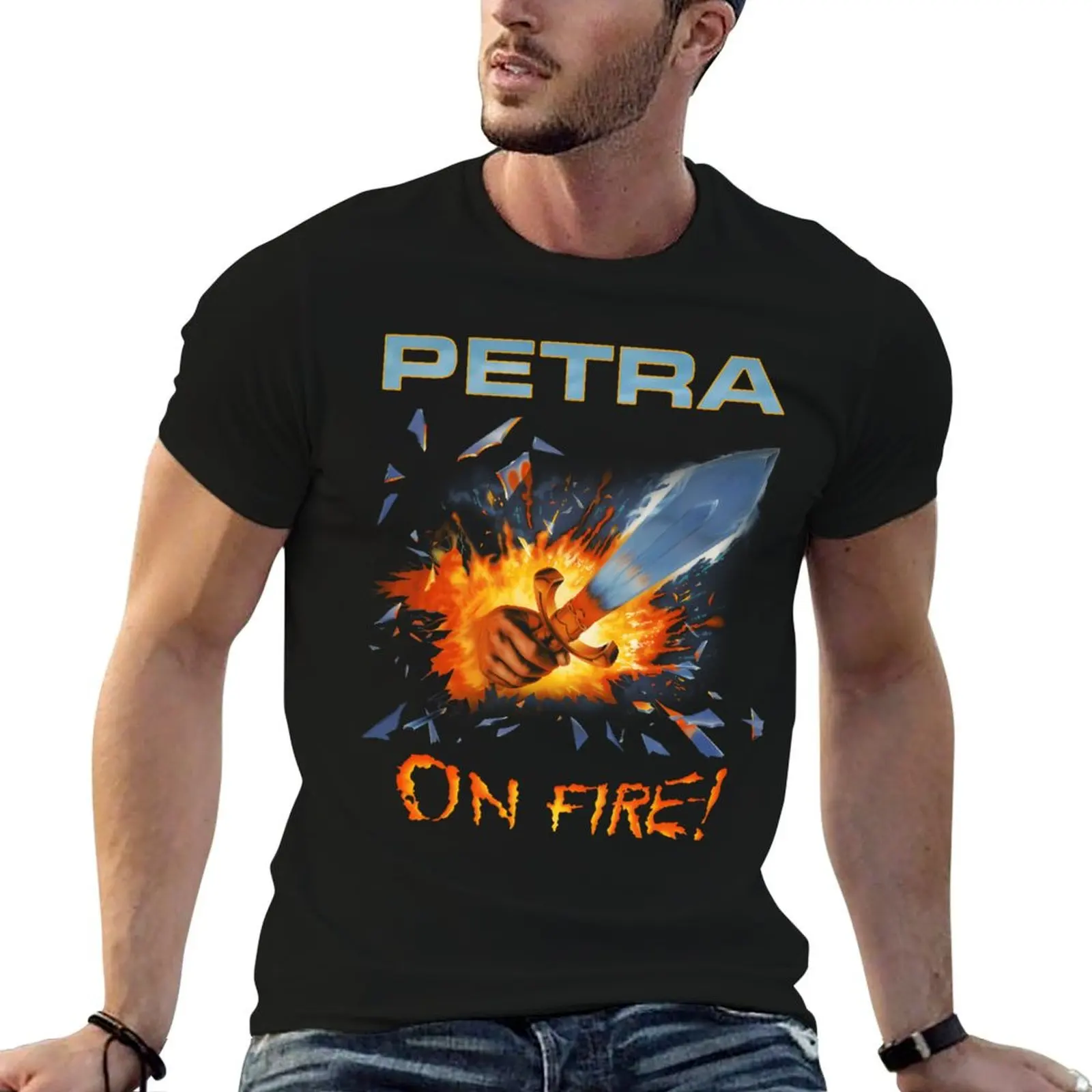 Camiseta con logo de Petra-On Fire, camiseta para hombre, camiseta de algodón de alta calidad, camiseta esencial de lujo para hombre, camiseta