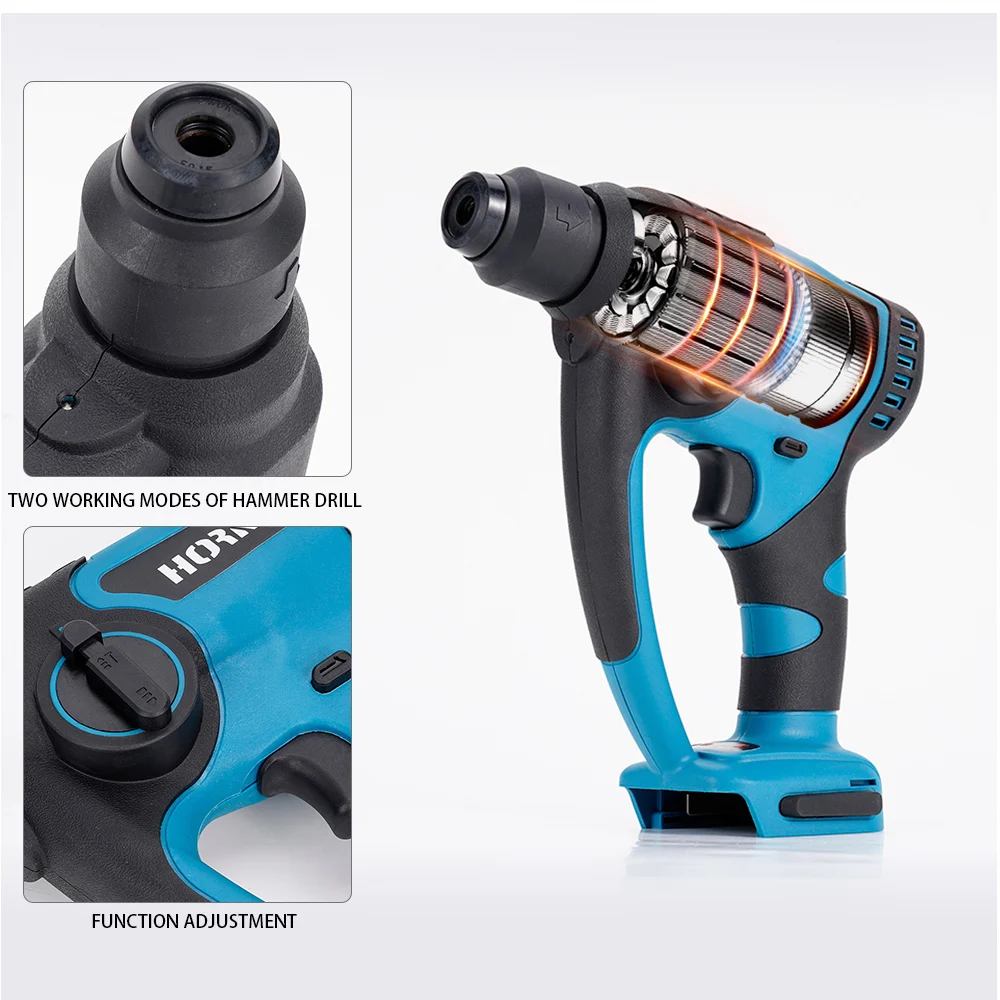 20V Brushless Electric Hammer 2in1 Cordless Rechargeable Electric Rotary Demolition Hammer Power Impact Drill For Makita Battery