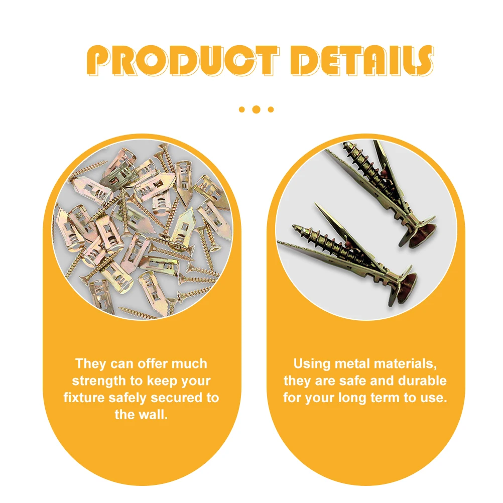 

10 Pcs Expansion Screw Bolt Plasterboard Self Tapping Screws Metal Self Drilling Anchor Hollow Brick Drywall Anchors for Drywall