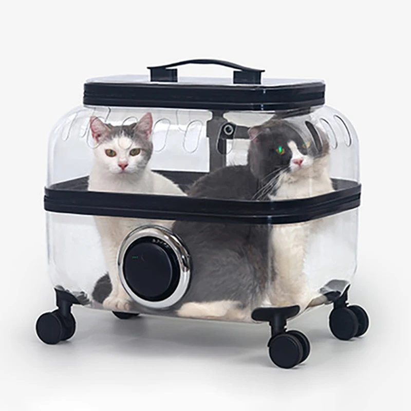 2022 Wheel bag Cat Bag Out Portable Trolley Suitcase For Pet Panoramic Space  Makes Pet Travel Convenient Pet Carrier Bag