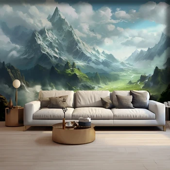 Niestandardowy rozmiar krajobraz natura Blue Sky Mountain Mountain fototapeta w stylu chińskim tapeta 3D kreatywny ściana tła artystyczny obraz wystrój