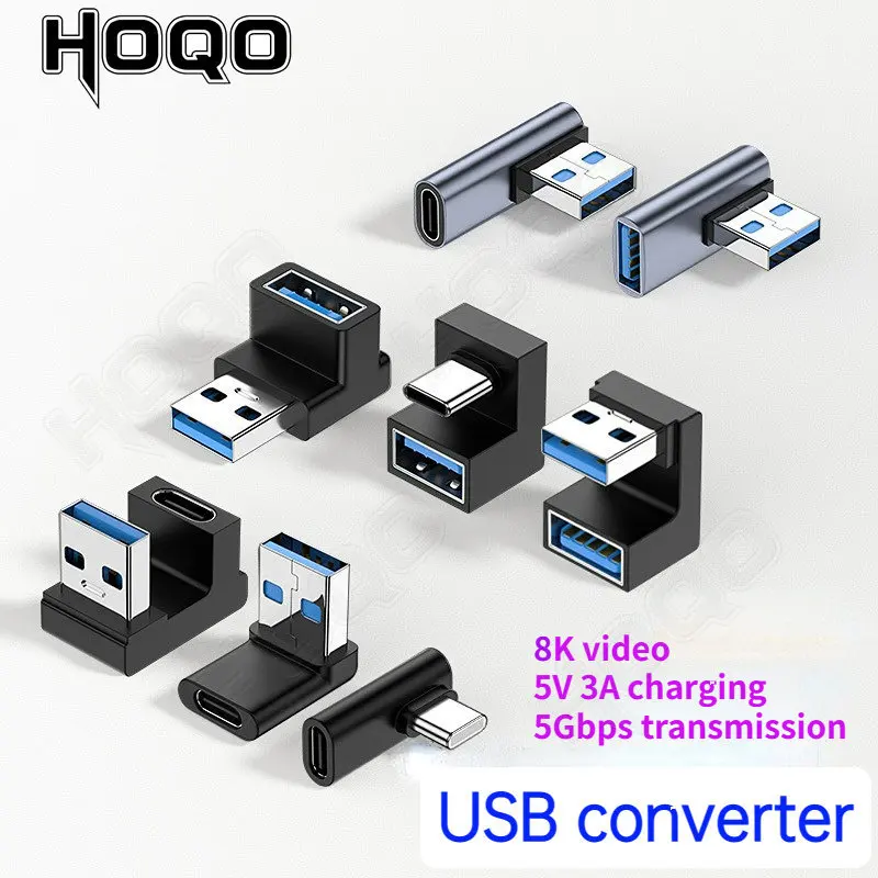 Side bend U-shape USB Adapter Data Cable Adapter Extension Connector ,Adapter for Notebook/smart Phone 10gbps Transmission