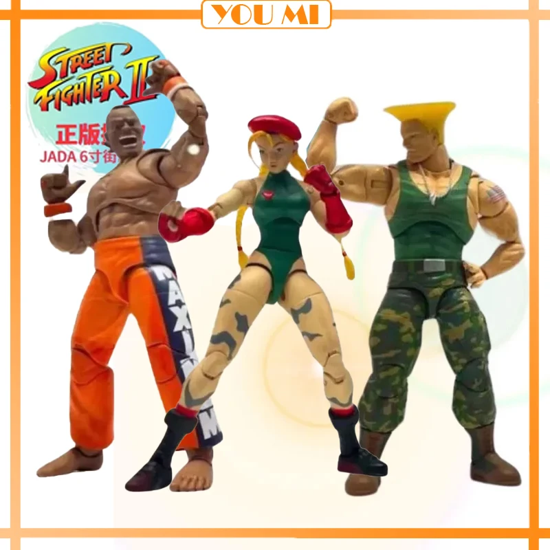 Original Jada Toys Street Fighters Ken Cammy Guile Dee Jay Anime Action Figure Model Collection Doll Toy Birthday Gifts