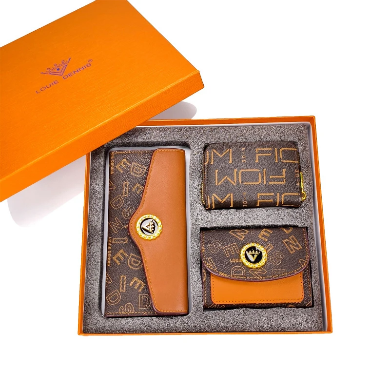 2026New three-piece gift box set: exquisite wallet and card holder set for women