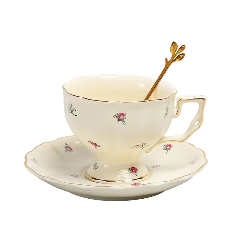 Retro ceramic coffee cup saucer pot set European afternoon tea set housewarming gift box