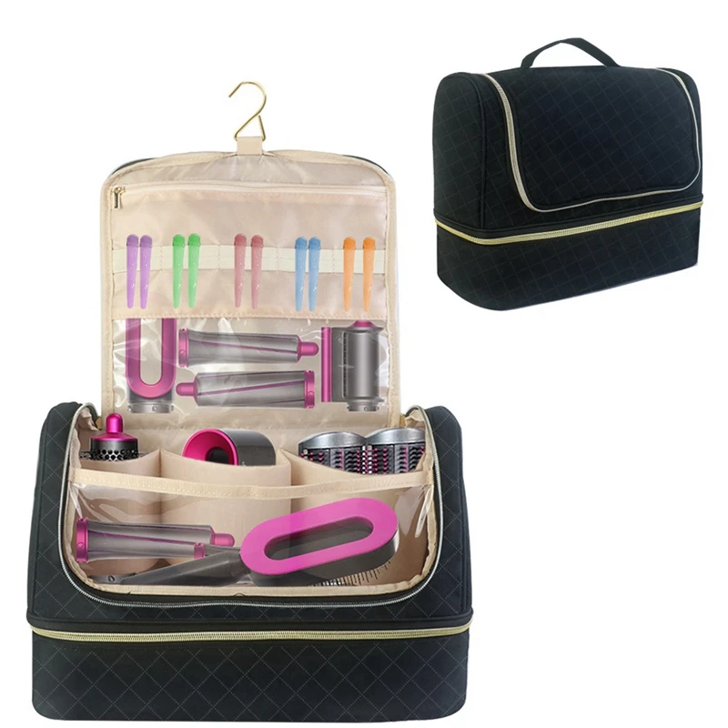 Curling Iron Double Layer Storage Bag Portable Suitcase Accessory Bag Cosmetic Travel Cases