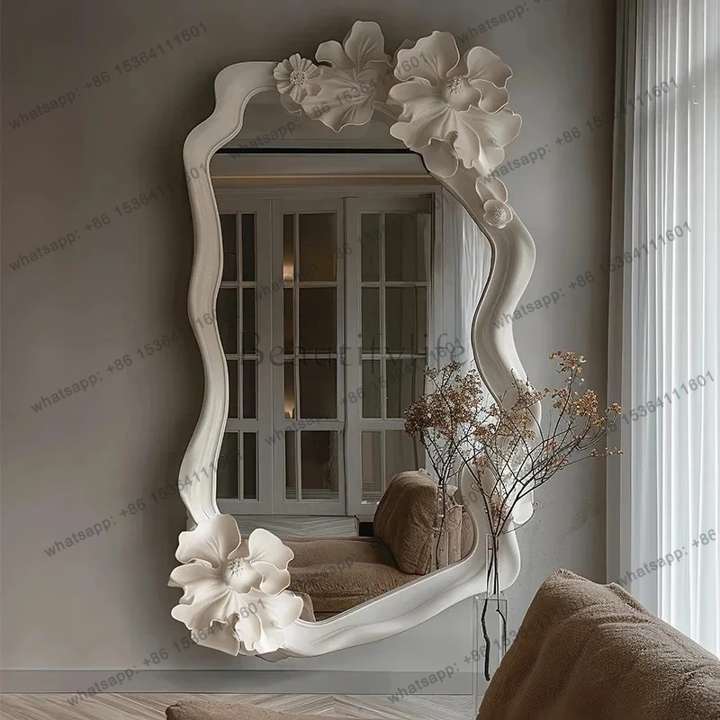 three-dimensional carved wall hanging wearing mirror hotel decorative mirror beauty salon clothing store fitting mirror