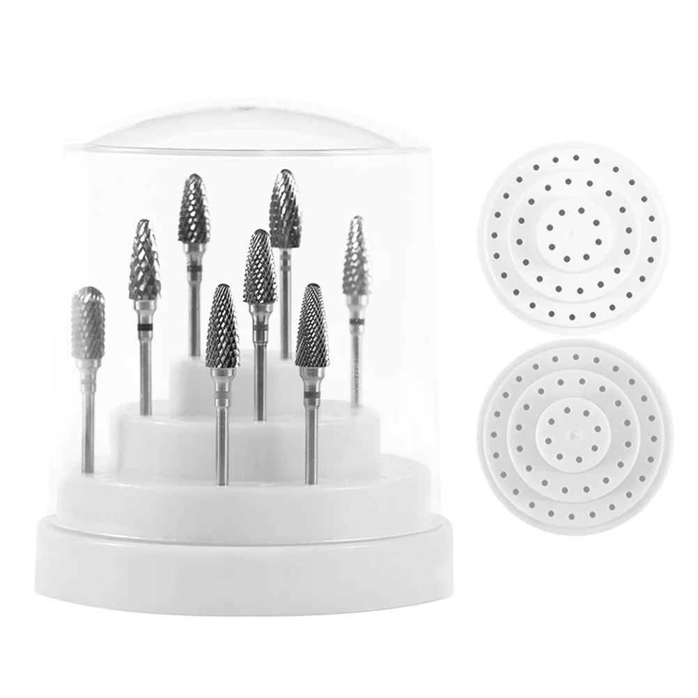 

1PC 48 Holes Nail Bit Holder Nail Polishing Machine Grinding Head Storage Box Manicure Drill Bits Container (White)